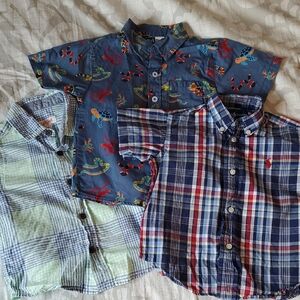 Set Of 3 Boys Short Sleeved Button Down Shirts